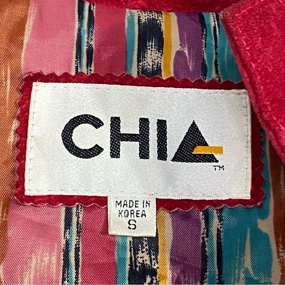 CHIA Vintage Moto Leather Jacket Red - Picture 13 of 15